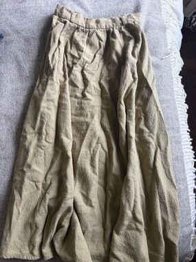Women’s A-Line Peasant Midi Skirt in Olive Tan